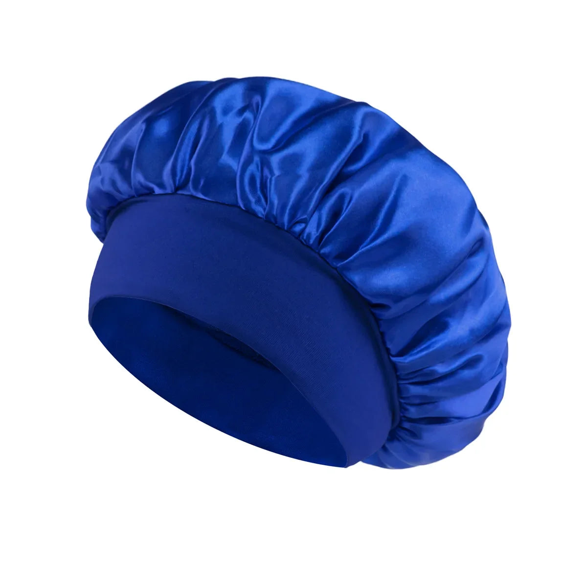 Bonnet de sommeil en satin pour femmes, bonnet en soie pour soins des cheveux, bonnet uni à large bord avec bande élastique douce