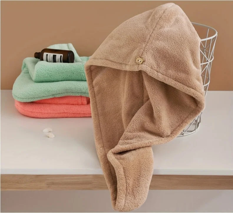 🌸 Serviette Turban Séchage Rapide – L’alliée beauté des cheveux 🌸