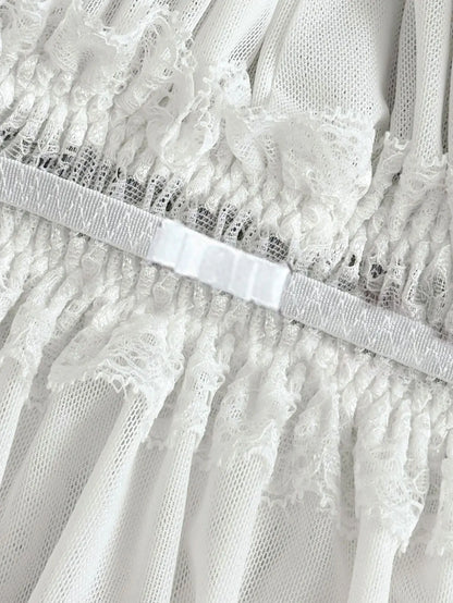 Nuisette Lingerie Femme Sexy – Dentelle et Tulle, Dos Nu, Décolleté Plongeant, Confortable pour Toutes Saisons