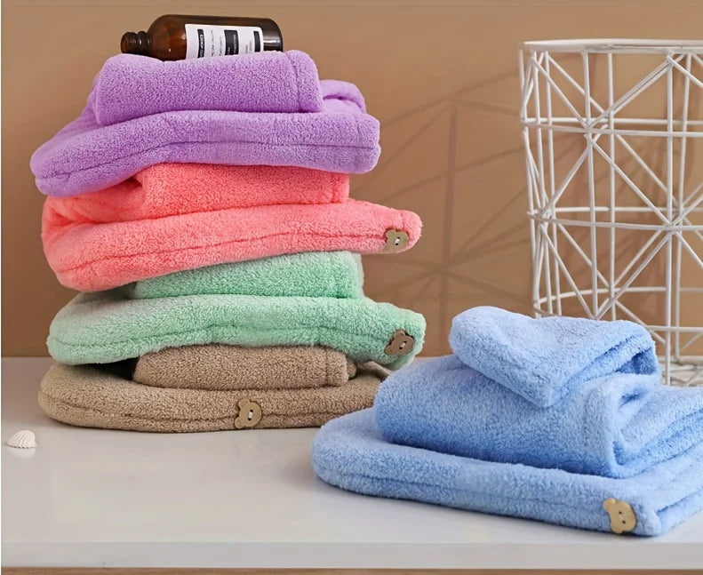 🌸 Serviette Turban Séchage Rapide – L’alliée beauté des cheveux 🌸