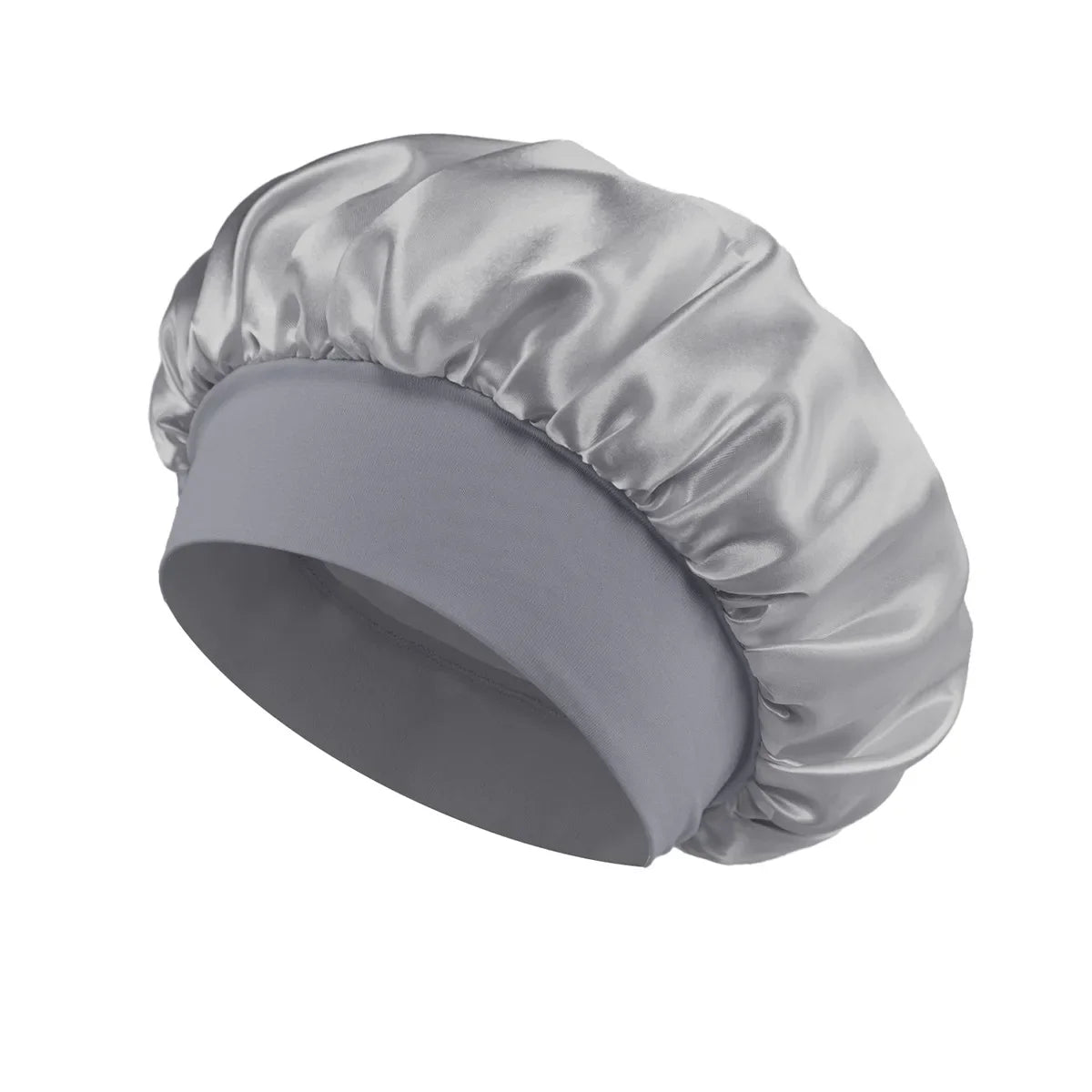 Bonnet de sommeil en satin pour femmes, bonnet en soie pour soins des cheveux, bonnet uni à large bord avec bande élastique douce