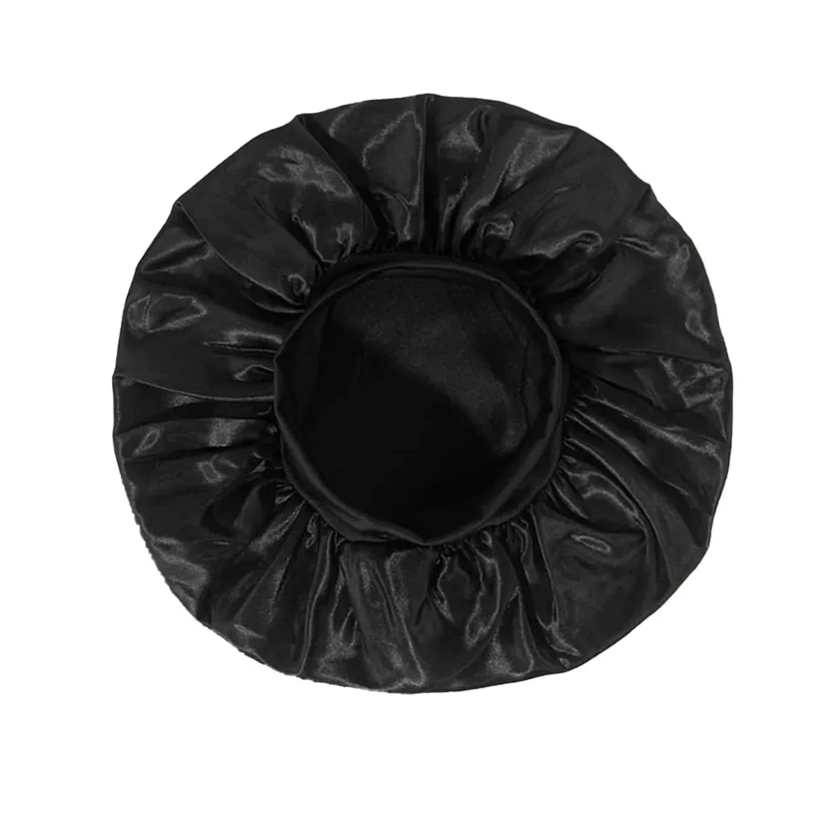 Bonnet de sommeil en satin pour femmes, bonnet en soie pour soins des cheveux, bonnet uni à large bord avec bande élastique douce