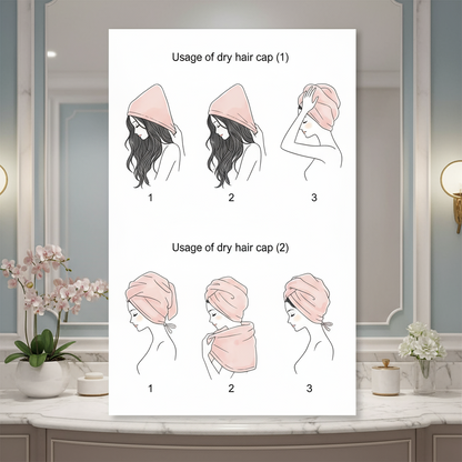 🌸 Serviette Turban Séchage Rapide – L’alliée beauté des cheveux 🌸