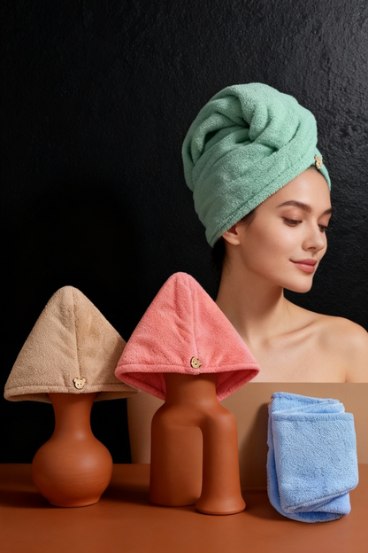 🌸 Serviette Turban Séchage Rapide – L’alliée beauté des cheveux 🌸