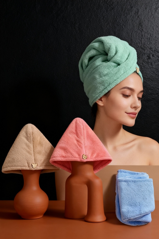 🌸 Serviette Turban Séchage Rapide – L’alliée beauté des cheveux 🌸